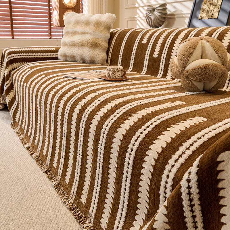 Brown Elegance Chenille Sofa Cover : [EM-SC-47]