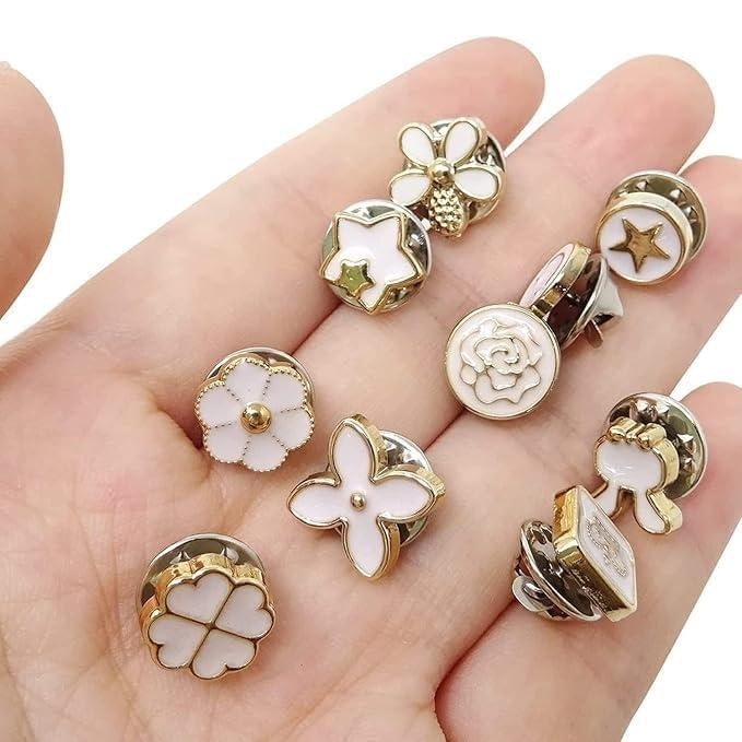 20 Pcs Pearl Shirt & Jeans Button Pins – No-Sew Safety Brooch Buttons for Women