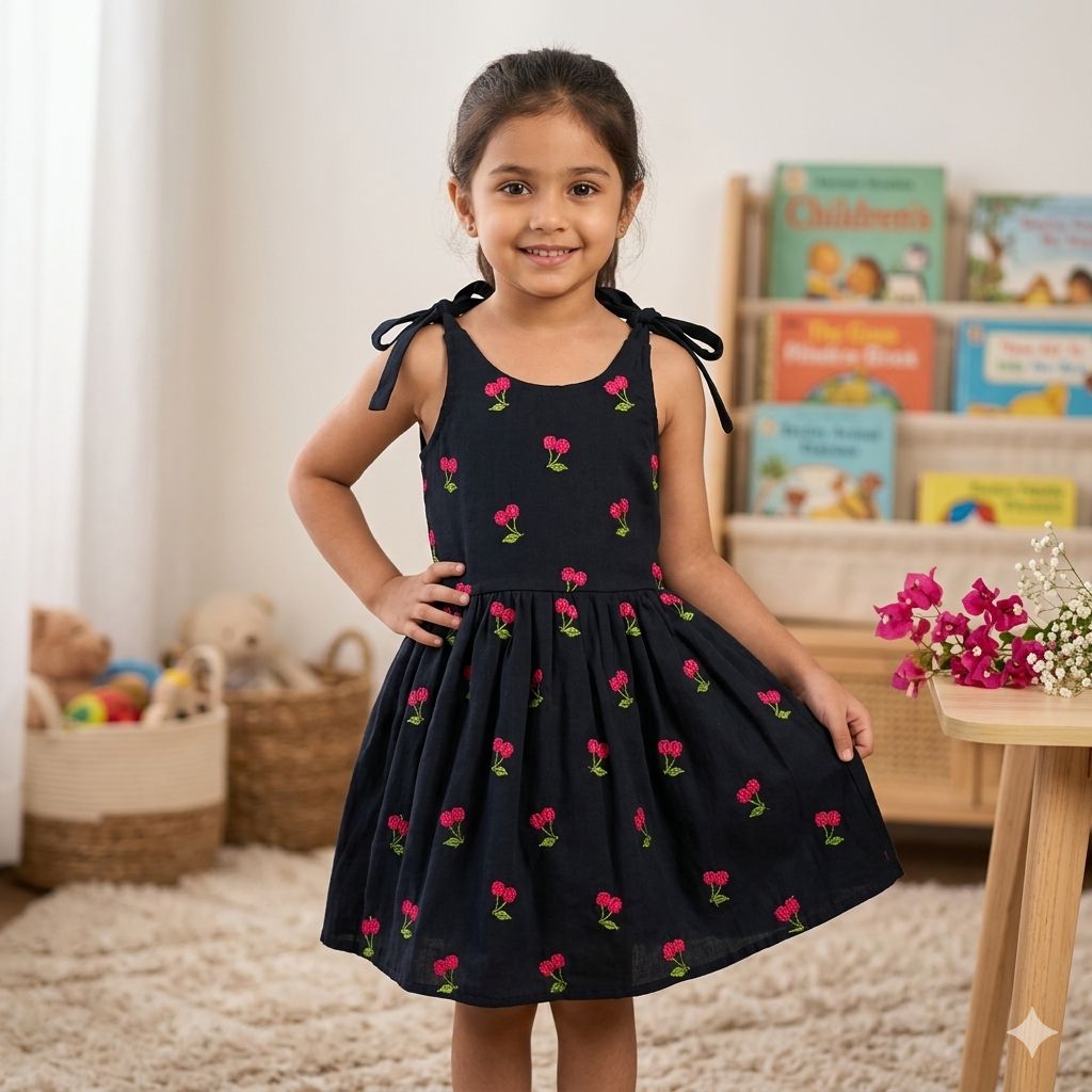 Cherry Blossom Charm Girls Dress
