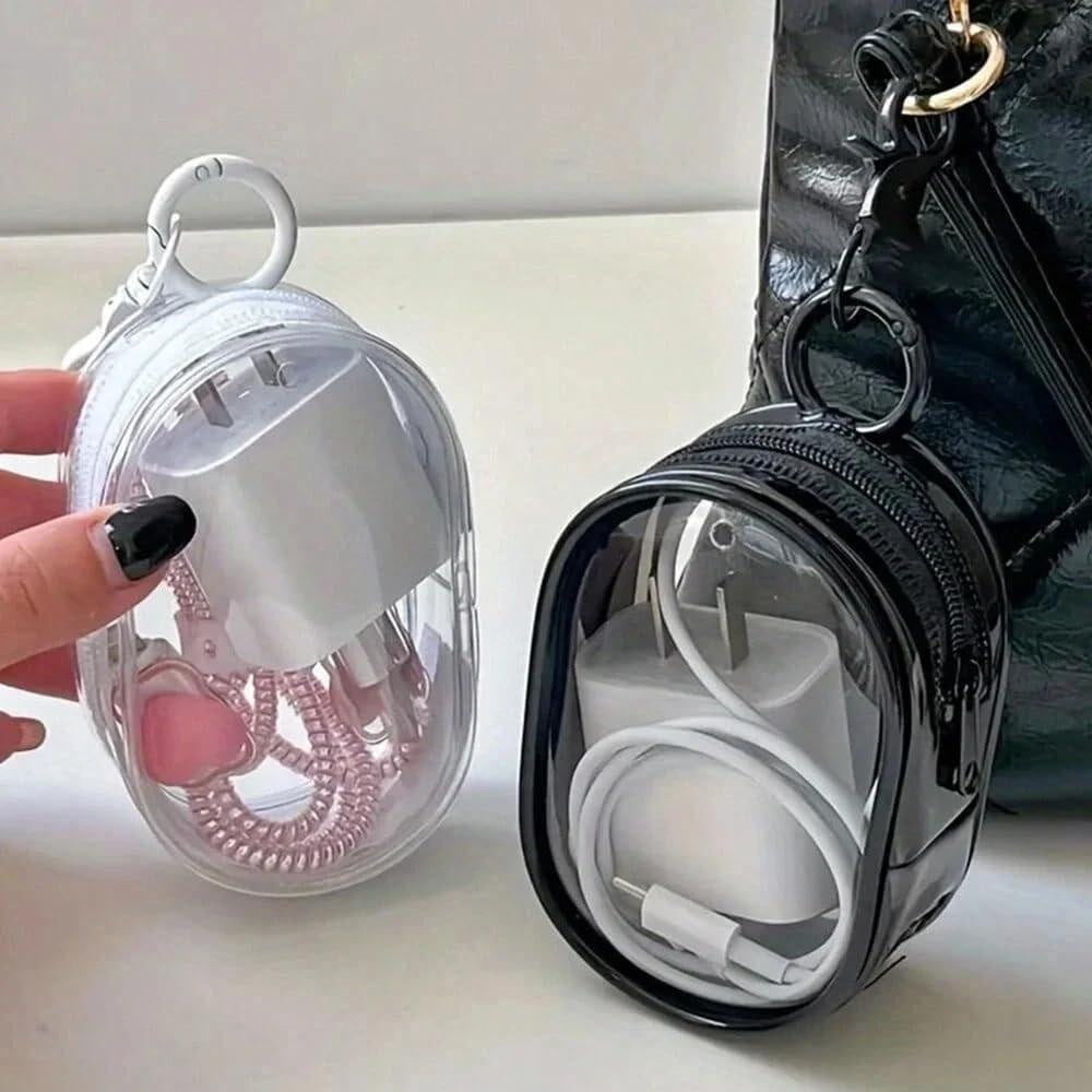 Pack Of 2 White Transparent Cable & Earphone Storage Case