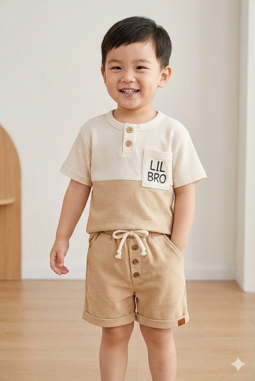 Little Champ Beige Breeze Cotton Dress Set
