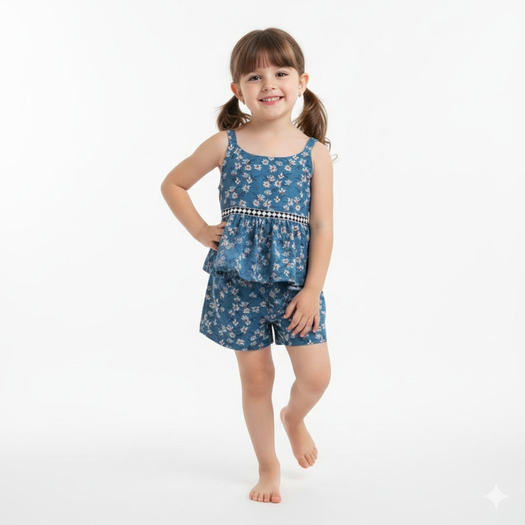 Froquiliz Blue Blossom Girls Co-ord Set
