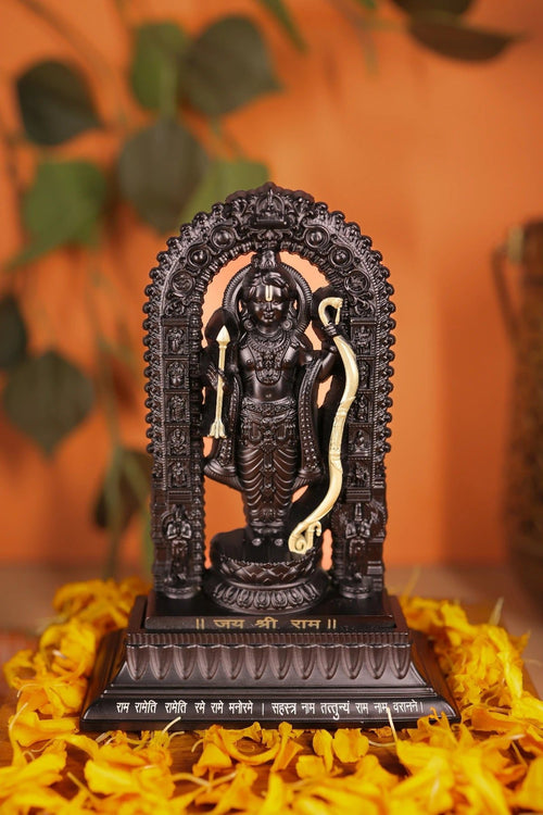 5 Inch Shree Ram Lalla Ayodhya Murti Idol Statue, Religious Theme, Medium Size (Black & Golden)