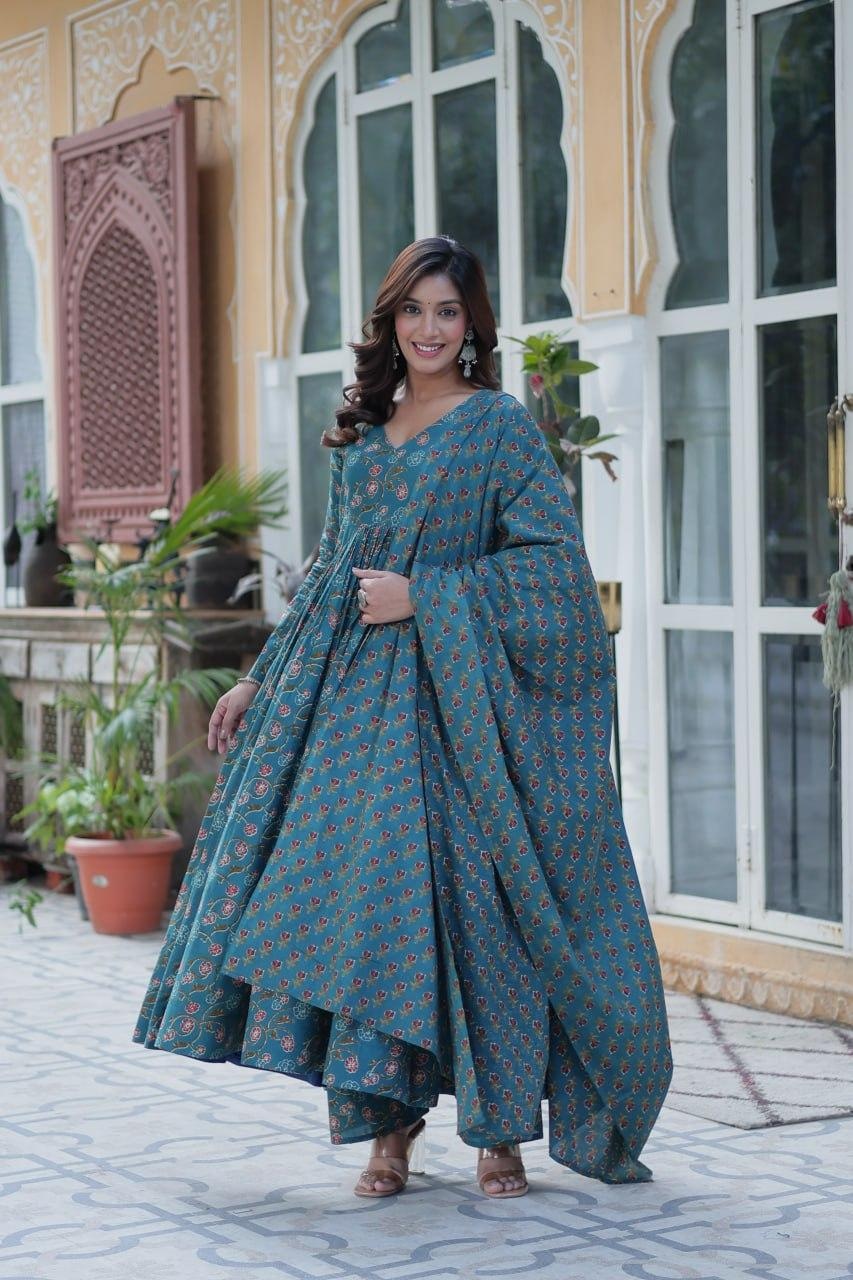 Rama Pure Cotton Readymade Kurti With Pant Dupatta Set