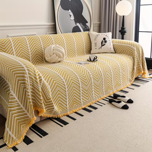 Elegance Chenille Yellow Sofa Cover : [EM-SC-41]