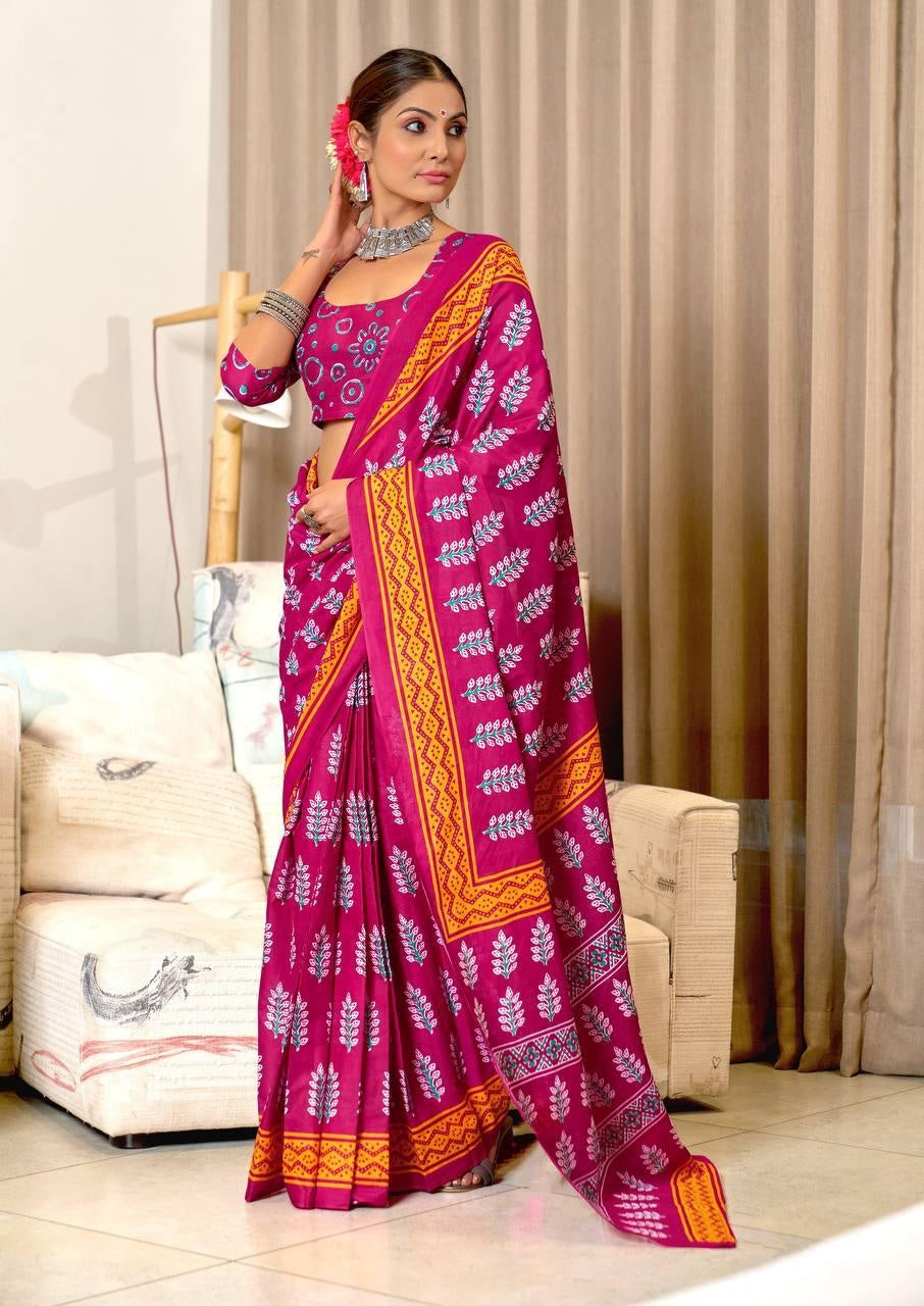 Designer Soft Cotton Saree For Women