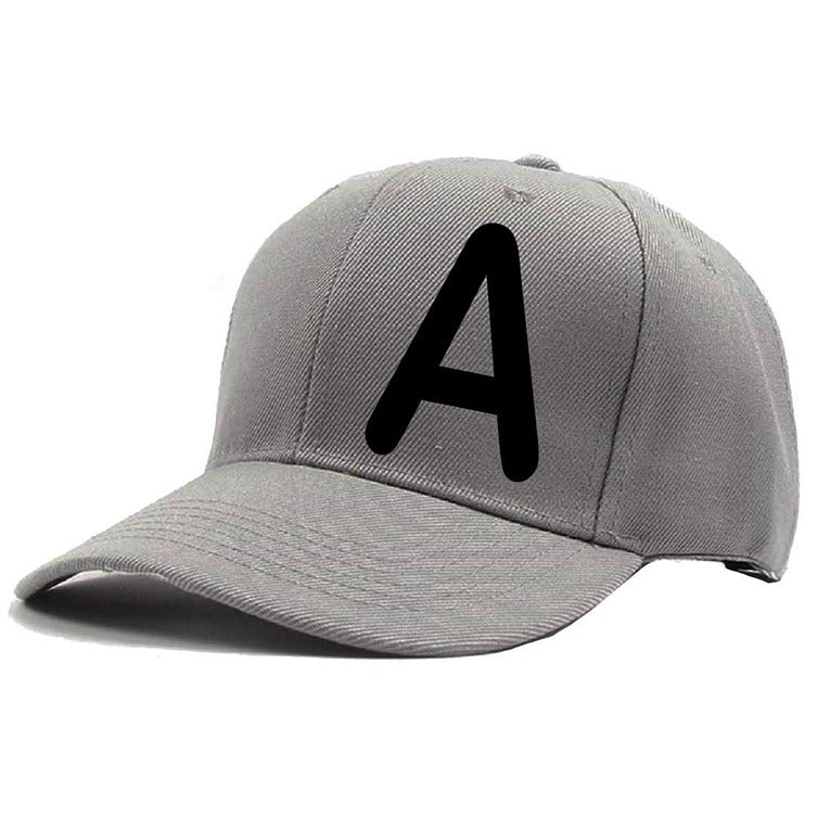 Unisex Plain A Printed Cotton Cap – Grey (KK-2217260)