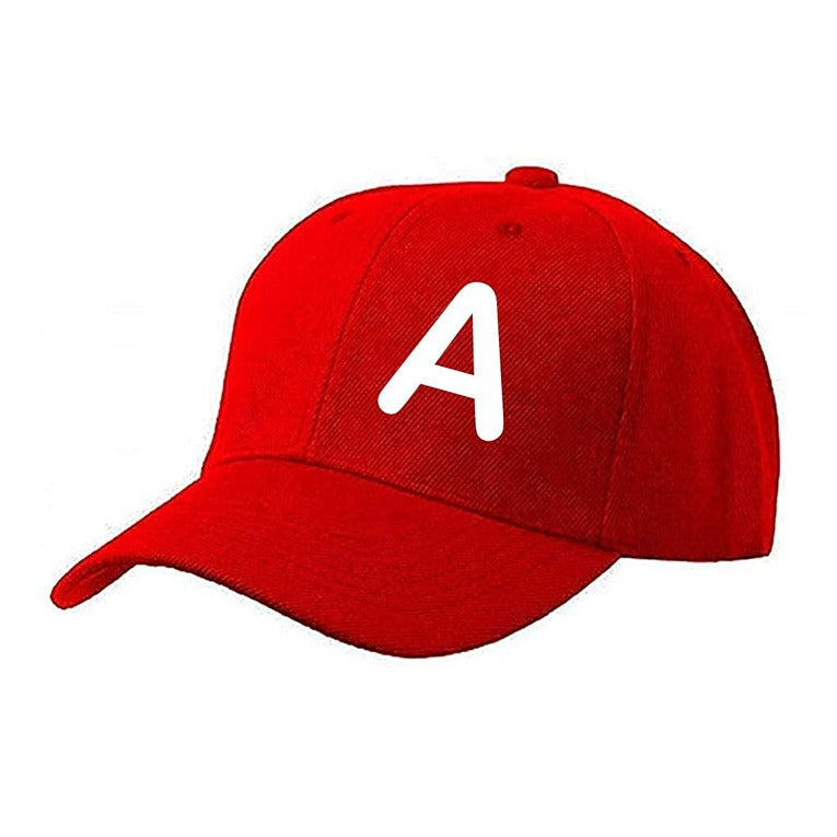 Unisex Plain A Printed Cotton Cap – Red (KK-2216584)