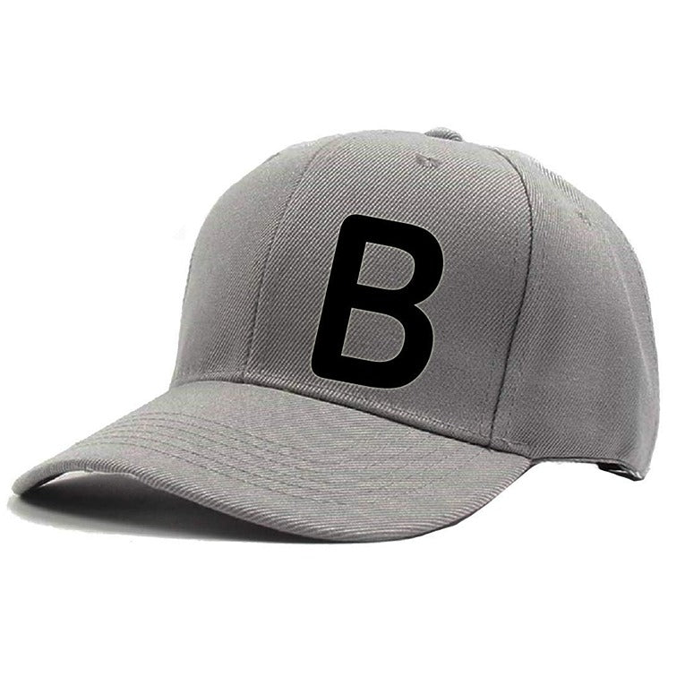 Unisex Plain B Printed Cotton Cap – Grey (KK-2217264)