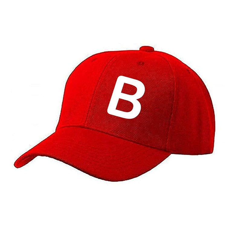 Unisex Plain B Printed Cotton Cap – Red (KK-2216588)