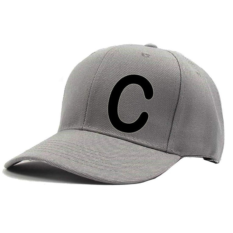 Unisex Plain C Printed Cotton Cap – Grey (KK-2217261)