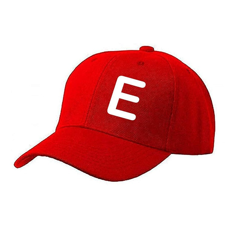 Unisex Plain E Printed Cotton Cap – Red (KK-2216587)