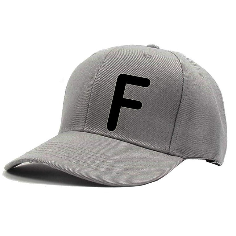 Unisex Plain F Printed Cotton Cap – Grey (KK-2217266)