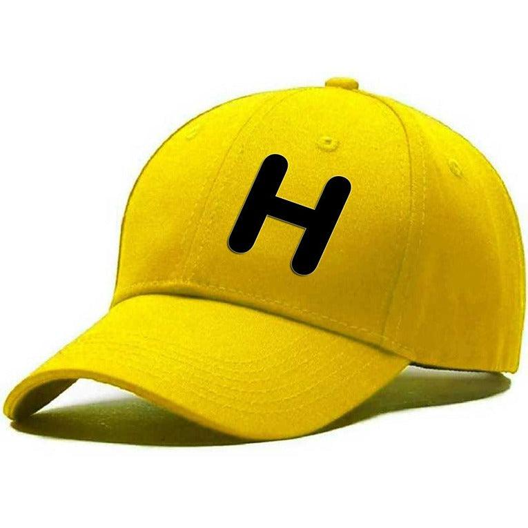 Unisex Plain H Printed Cotton Cap – Yellow (KK-2215829)