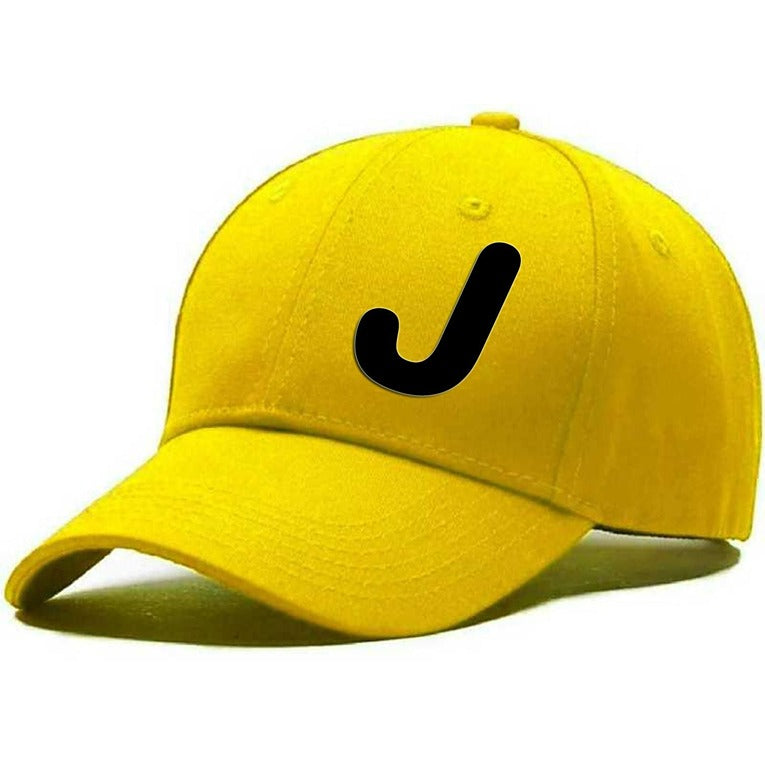 Unisex Plain J Printed Cotton Cap – Yellow (KK-2215831)