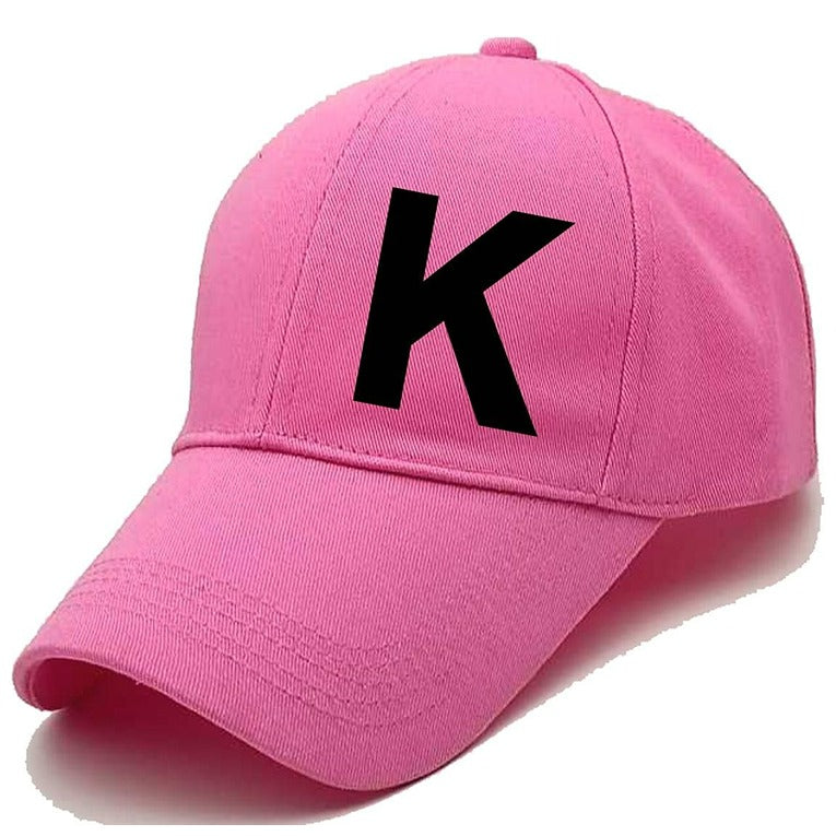 Unisex Plain K Printed Cotton Cap – Pink (KK-2215768)