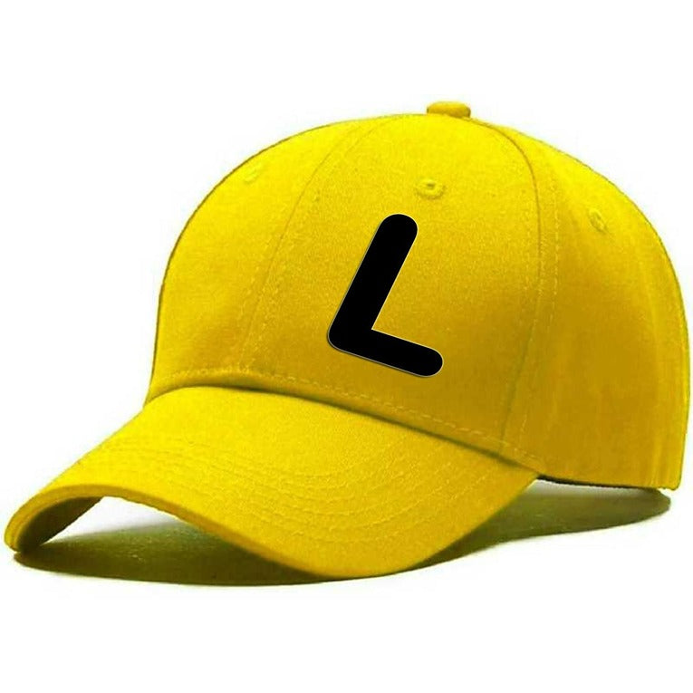 Unisex Plain L Printed Cotton Cap – Yellow (KK-2215827)