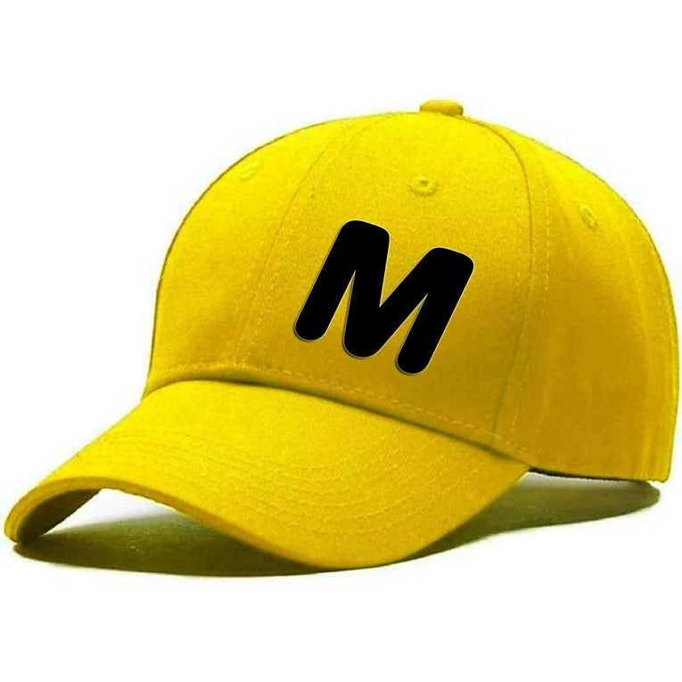 Unisex Plain M Printed Cotton Cap – Yellow (KK-2215828)