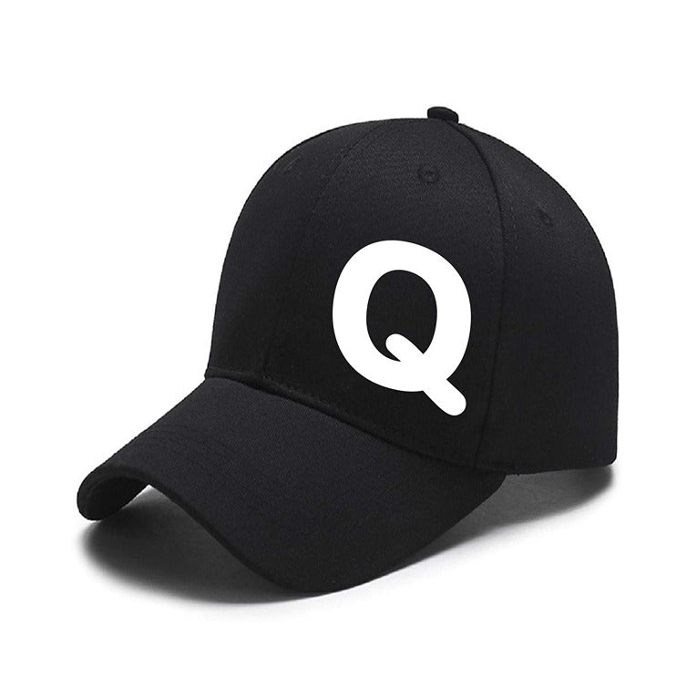 Unisex Plain Q Printed Cotton Cap – Black (KK-2215735)