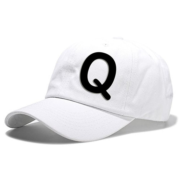 Unisex Plain Q Printed Cotton Cap – White (KK-2217191)