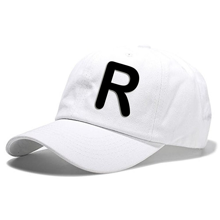 Unisex Plain R Printed Cotton Cap – White (KK-2217193)