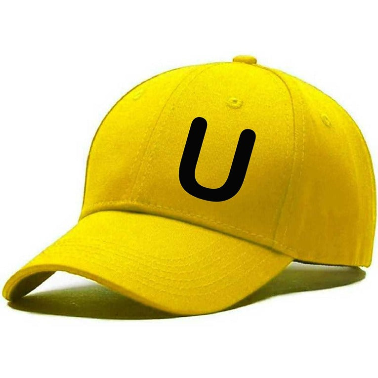 Unisex Plain U Printed Cotton Cap – Yellow (KK-2215845)