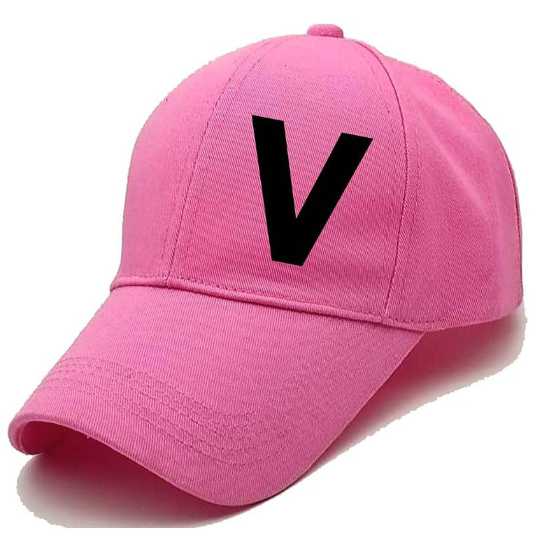 Unisex Plain V Printed Cotton Cap – Pink (KK-2215787)