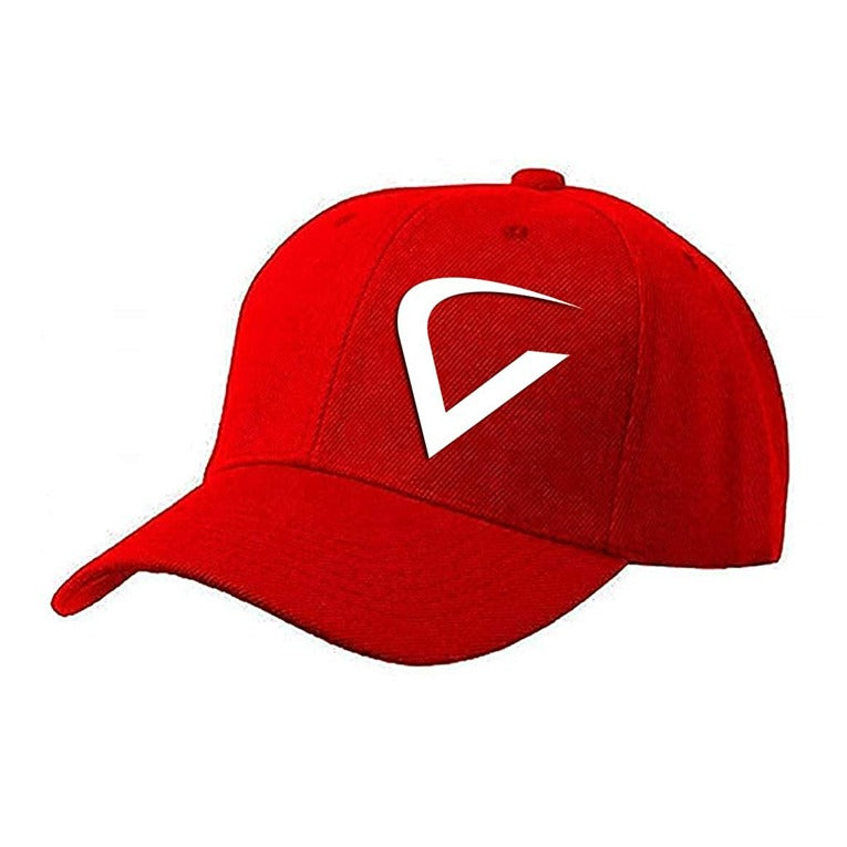 Unisex Plain V Printed Cotton Cap – Red (KK-2217174)