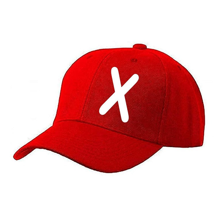 Unisex Plain X Printed Cotton Cap – Red (KK-2217175)
