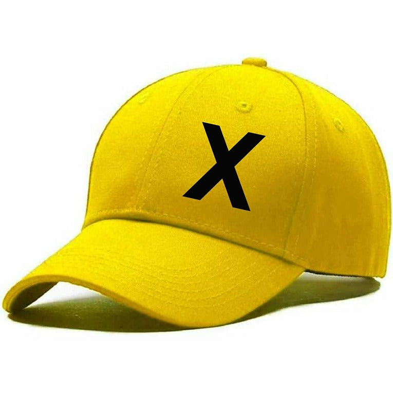 Unisex Plain X Printed Cotton Cap – Yellow (KK-2215850)