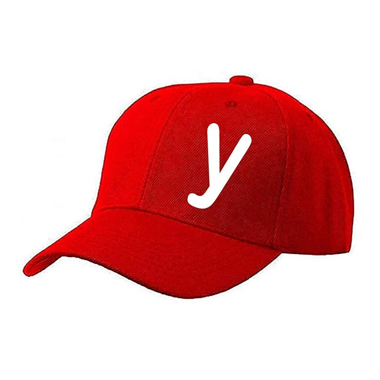 Unisex Plain Y Printed Cotton Cap – Red (KK-2217176)