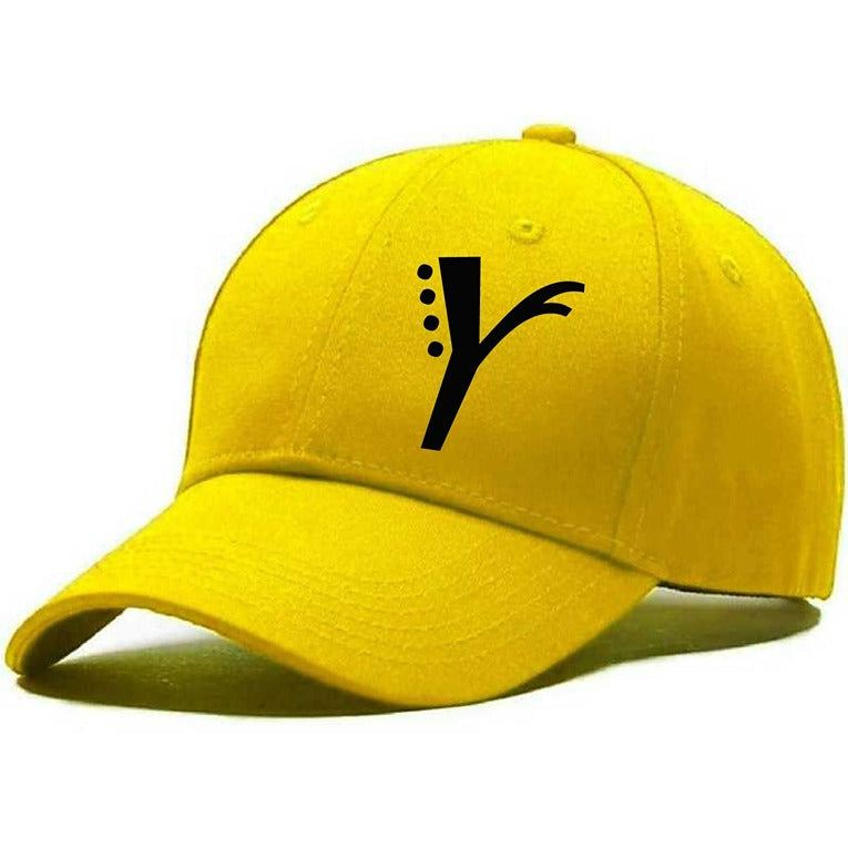 Unisex Plain Y Printed Cotton Cap – Yellow (KK-2215848)