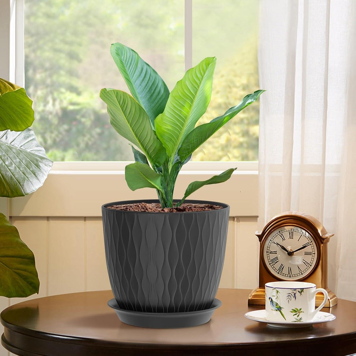 (Pack of 5) Black 7-inch Plant Pots