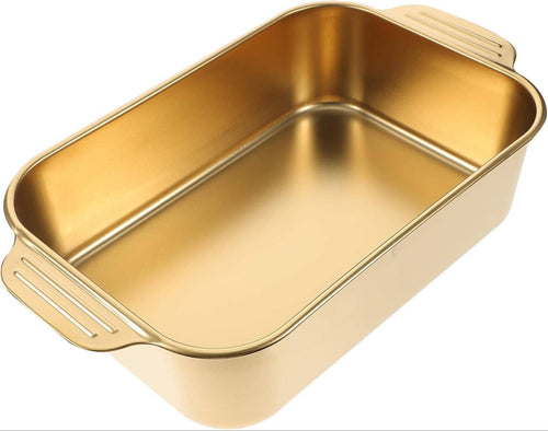 Golden Deep Dish Serving Tray Platter Stainless Steel Buffet Platter – Divided Serving Tray for Hot & Cold Foods, Dishwasher Safe,Multi-Section Food Tray for Events Dinner