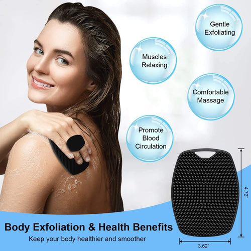 (Pack of 2) Silicone Body Scrubber & Exfoliating Bath Pad  | Anti-Slip Back Scrubber for Shower | Deep Cleansing & Massage Skin Brush