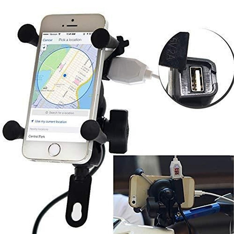 X-Grip Bike Mobile Charger & Phone Holder (Black) (CLS-2391364)