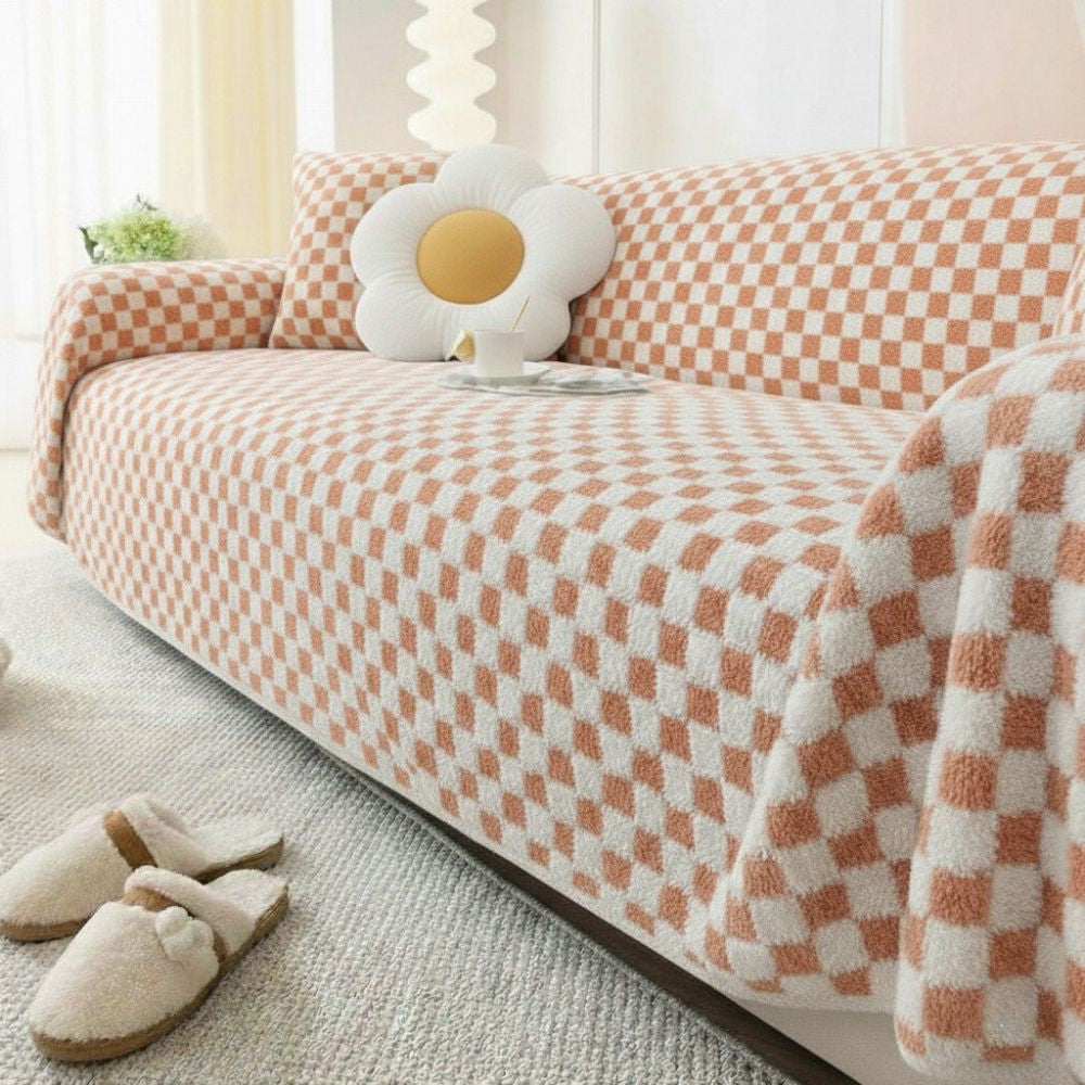 Pink Elegance Cotton Wool Sofa Cover : [EM-SC-45]