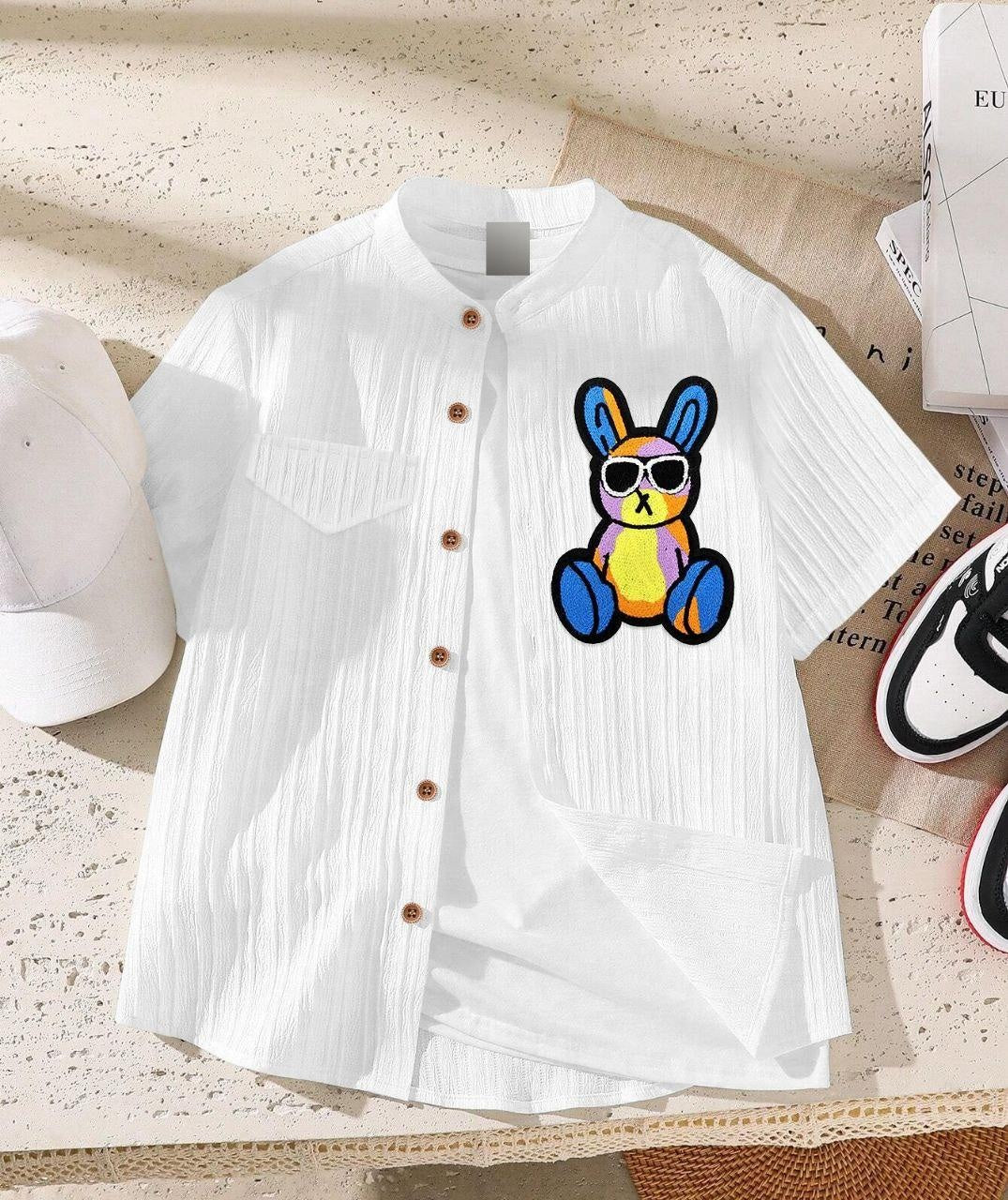 Froquiliz Boys Bunny Patch White Shirt