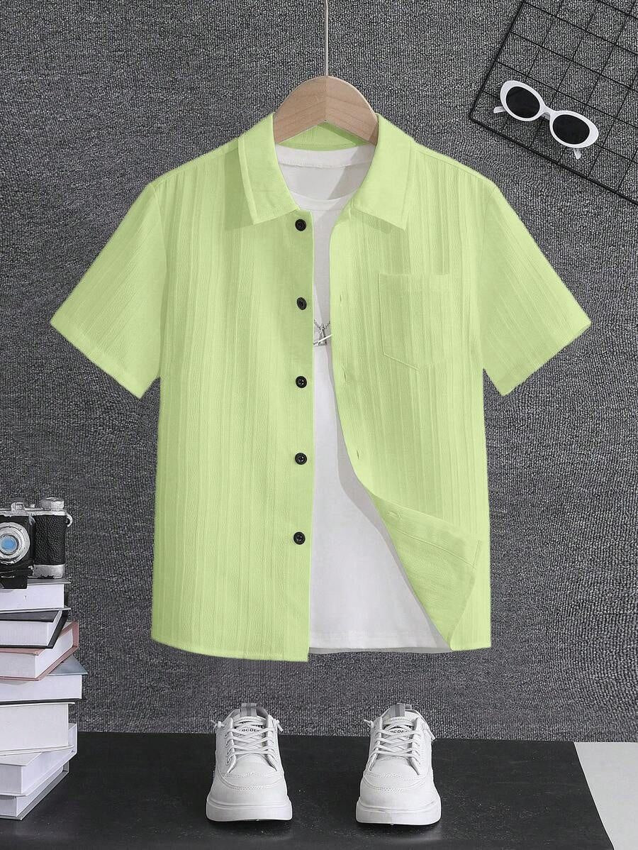 Froquiliz Boys Classic Light Green Half Sleeve Shirt