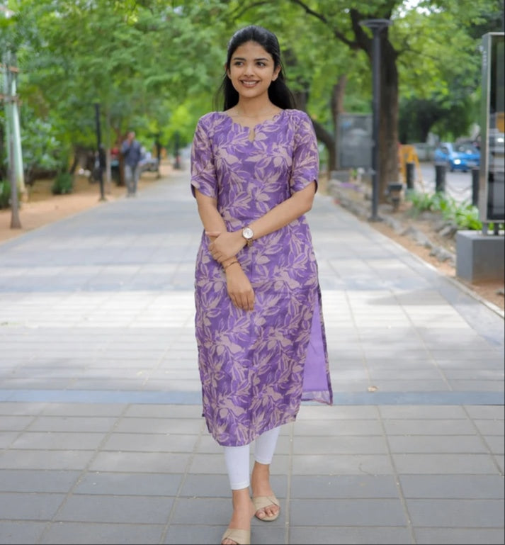 Purple Printed Daily Wear Kurti For Women