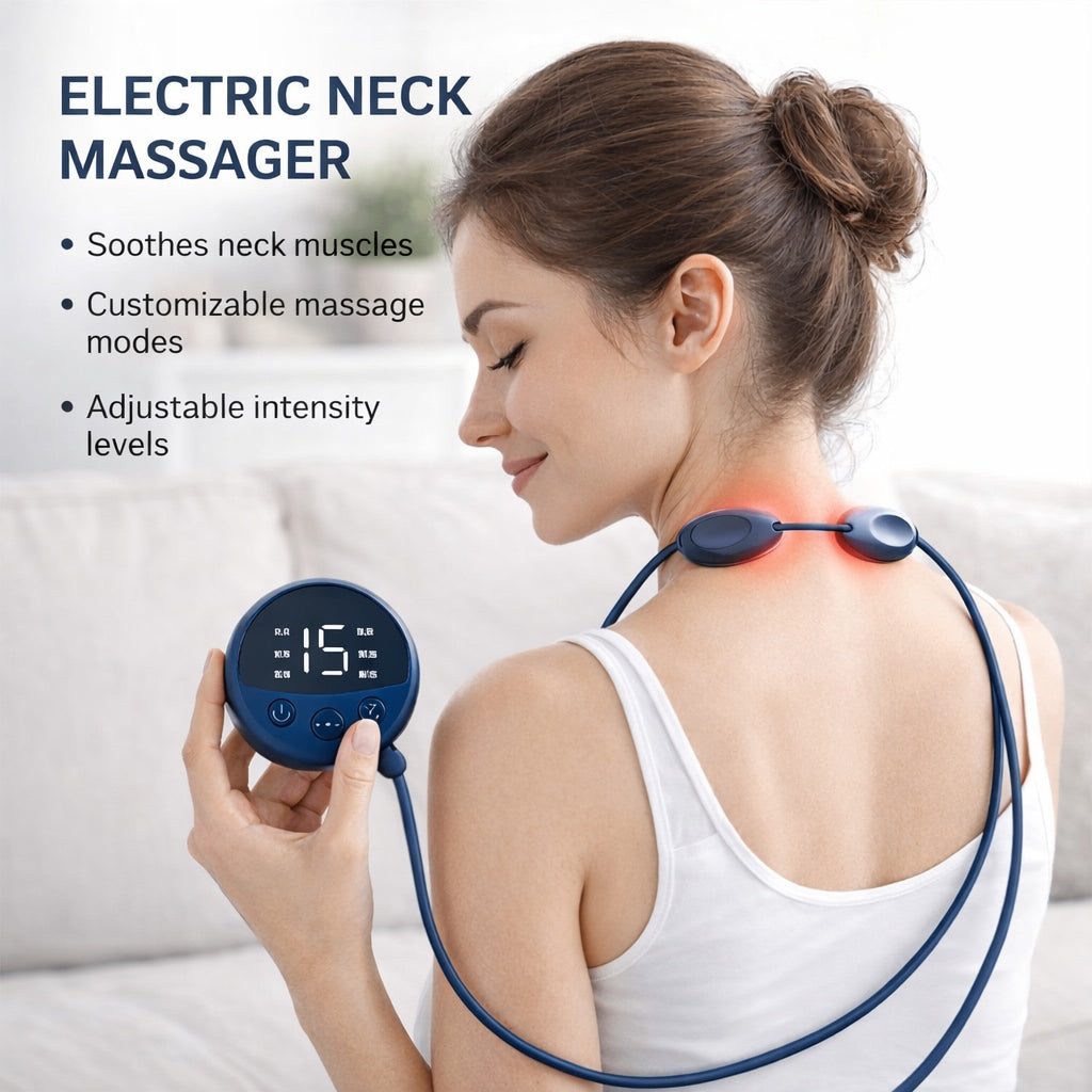 Electric Hanging Neck Massager for Cervical Pain Relief | Neck & Shoulder Relaxer for Office, Home & Travel