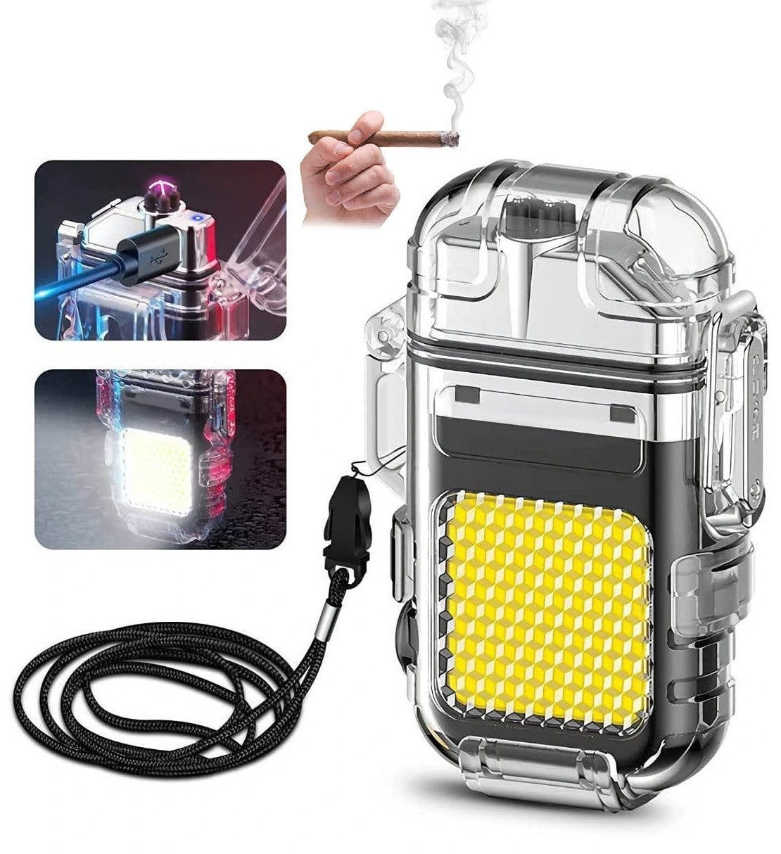 Rechargeable Electric Arc Dual Plasma Lighter with LED Flashlight / USB C Type Rechargeable Electric Lighter