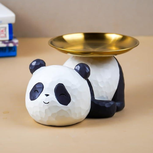 Cute Panda Resin Jewelry & Key Organizer with Golden Tray – Sleepy