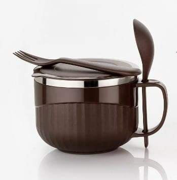 SOUP BOWL WITH LID FORK AND SPON