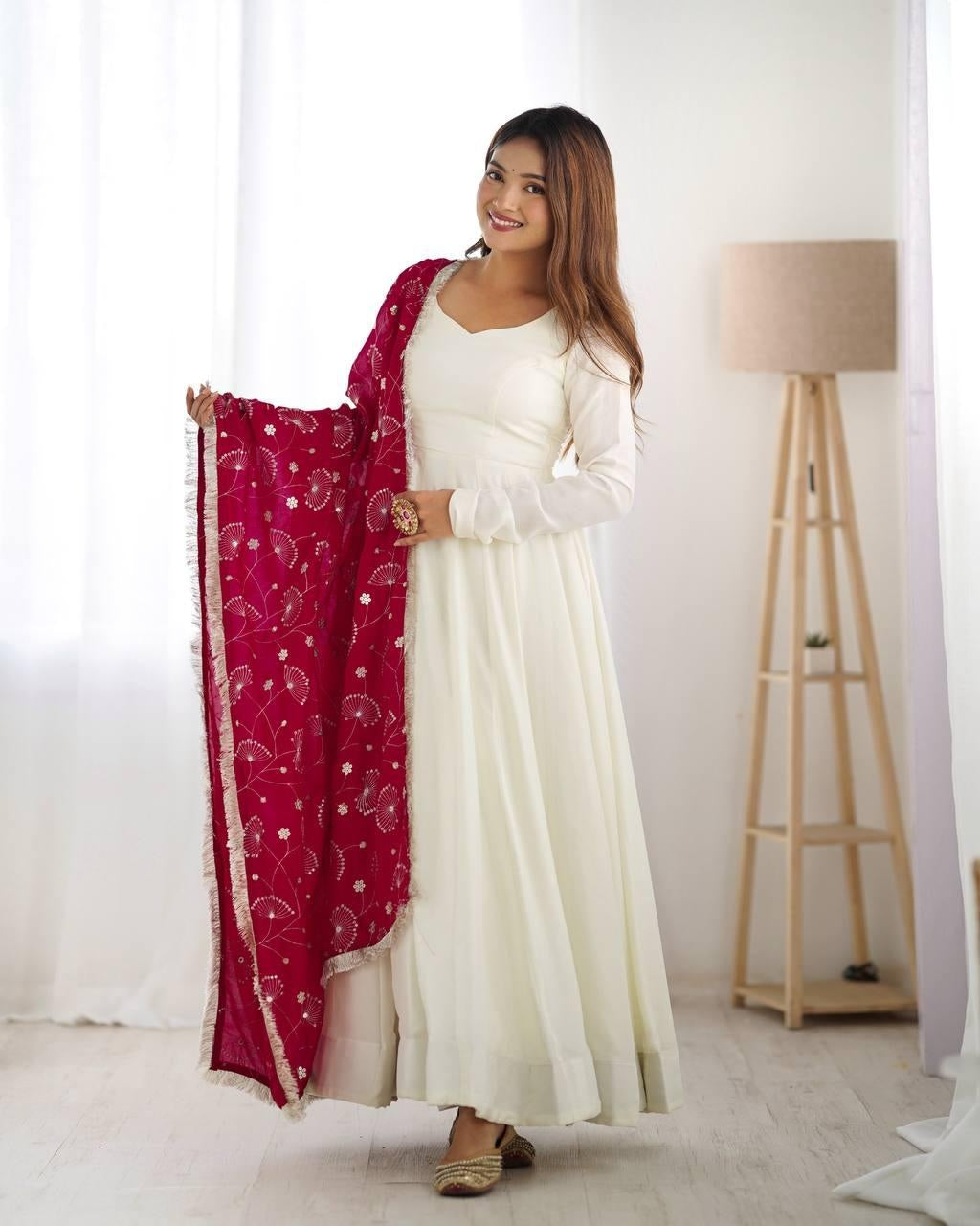 Dark Rani Vichitra Silk Festivities And Weddings Anarkali Salwar Suit