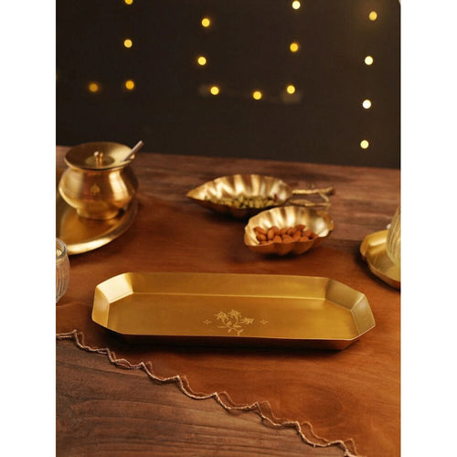 Buy Antique Gold Brass Engraved Tray/Platter