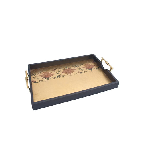 Buy Antique Gold Wood Printed Tray/Platter