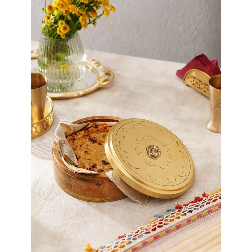 Buy Antique Gold Wood Roti Box