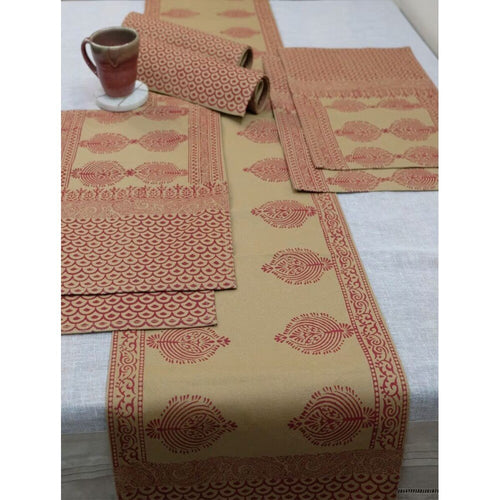 Buy Beige Brown Cotton Canvas Table Runner