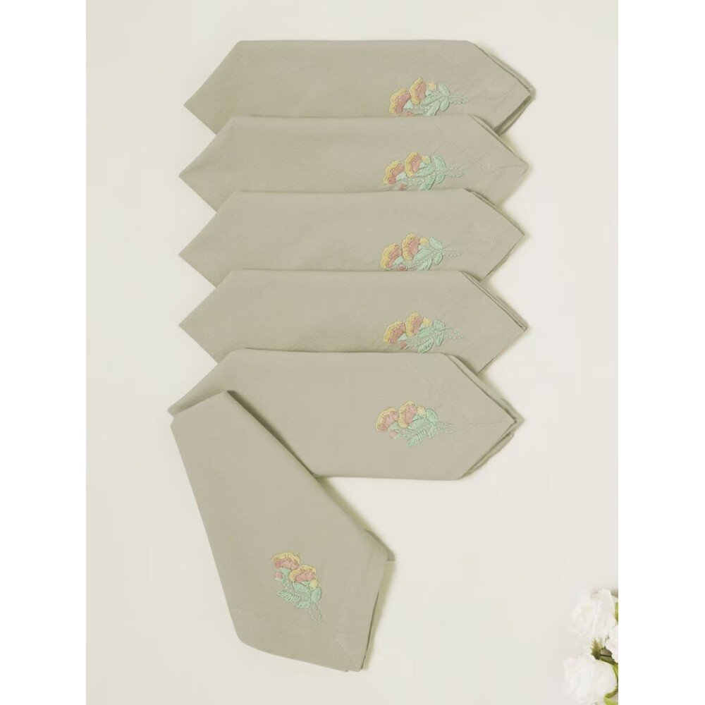 Buy Beige Brown Cotton Printed Table Napkins